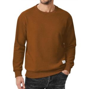 JMIERR Men’s Crewneck Sweatshirt Casual Long Sleeve Geometric Texture Sweatshirts Fashion Pullover Shirts(Brown)