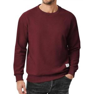 JMIERR Men’s Crewneck Sweatshirt Casual Long Sleeve Geometric Texture Sweatshirts Fashion Pullover Shirts(Red)