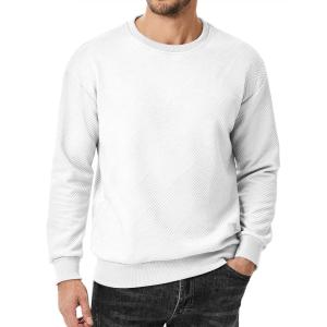 JMIERR Men’s Crewneck Sweatshirt Casual Long Sleeve Geometric Texture Sweatshirts Fashion Pullover Shirts(White)