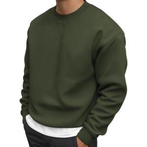 JMIERR Men’s Fleece Crewneck Sweatshirt Casual Long Sleeves Cotton Warm Basic Pullover Fashion Shirts(Yellowish Green)