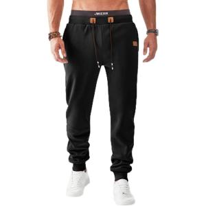 JMIERR Men’s Fleece & Regular Sweatpants with Zipper Pockets Tapered Joggers Drawstring Waist Athletic Workout Track Pants(Fleece Black)