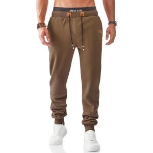 JMIERR Men’s Fleece & Regular Sweatpants with Zipper Pockets Tapered Joggers Drawstring Waist Athletic Workout Track Pants(Fleece Desert Palm)