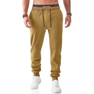 JMIERR Men’s Fleece & Regular Sweatpants with Zipper Pockets Tapered Joggers Drawstring Waist Athletic Workout Track Pants(Fleece Khaki)
