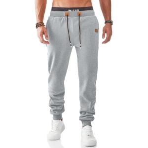 JMIERR Men’s Fleece & Regular Sweatpants with Zipper Pockets Tapered Joggers Drawstring Waist Athletic Workout Track Pants(Fleece Light Grey)