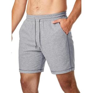 JMIERR Mens Gym Shorts Cotton 7″ Running Comfy Workout Shorts Zipper Pocket Sweat Shorts(C Grey)
