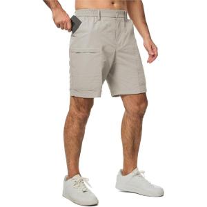 JMIERR Mens Hiking Cargo Shorts Casual Stretch Water Resistant Quick-Dry Lightweight Shorts Mens Golf Shorts with 5 Pockets(Apricot)
