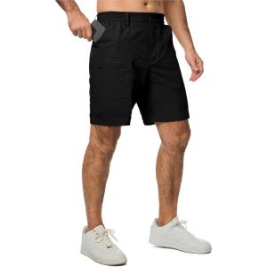 JMIERR Mens Hiking Cargo Shorts Casual Stretch Water Resistant Quick-Dry Lightweight Shorts Mens Golf Shorts with 5 Pockets(Black)