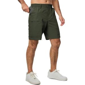 JMIERR Mens Hiking Cargo Shorts Casual Stretch Water Resistant Quick-Dry Lightweight Shorts Mens Golf Shorts with 5 Pockets(Four Leaf Clover)
