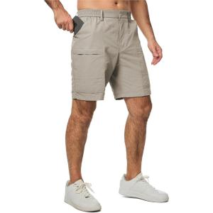 JMIERR Mens Hiking Cargo Shorts Casual Stretch Water Resistant Quick-Dry Lightweight Shorts Mens Golf Shorts with 5 Pockets(Meadow Mist Green)
