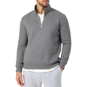 JMIERR Mens Quarter Zip Pullover Polo Sweater Mock Neck Long Sleeve Lightweight Fleece Sweatshirts(Medium Grey)