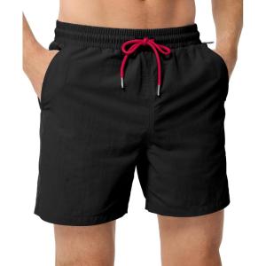 JMIERR Mens Swim Trunks with Mesh Lining Beach Swimming Shorts for Men Lightweight Swimwear Summer Sports Short(Black)