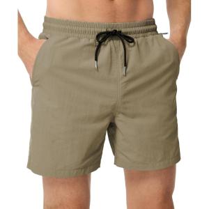 JMIERR Mens Swim Trunks with Mesh Lining Beach Swimming Shorts for Men Lightweight Swimwear Summer Sports Short(Parchment)