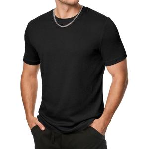 JMIERR Mens T-Shirt Short Sleeve Muscle Textured Knit Crewneck Slim T Shirt Gym Workout Athletic Tee Shirts(01 Black)