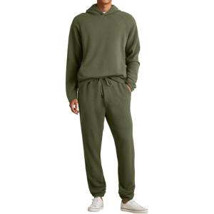 JMIERR Mens Textured Track Suits 2 Piece Set with Hoodie Sweatshirt and Sweatpants 2025 Casual Sweatsuit Set Airport Outfits(A Green)