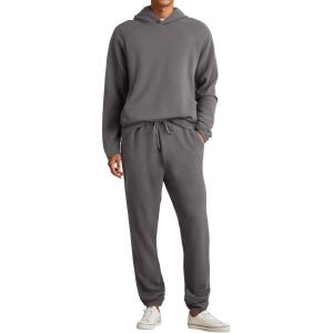 JMIERR Mens Textured Track Suits 2 Piece Set with Hoodie Sweatshirt and Sweatpants 2025 Casual Sweatsuit Set Airport Outfits(A Grey)