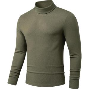 JMIERR Men’s Thermal Mock Turtleneck Shirts Casual Long Sleeve Lightweight Pullover Sweaters Undershirt Slim Fit Top(Jungle Green)