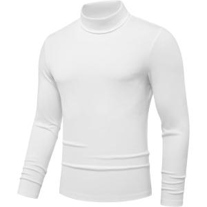 JMIERR Men’s Thermal Mock Turtleneck Shirts Casual Long Sleeve Lightweight Pullover Sweaters Undershirt Slim Fit Top(White)