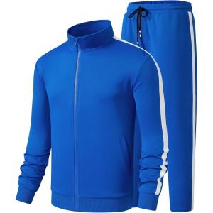 JMIERR Men’s Track Suits 2 Piece Full Zip Sports Outfits Set Sweatshirt and Joggers Sweatpants(Blue)