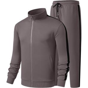 JMIERR Men’s Track Suits 2 Piece Full Zip Sports Outfits Set Sweatshirt and Joggers Sweatpants(Grey)