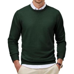 JMIERR Men’s Wool Blend Classic Crew Neck Casual Fall Sweaters(Clover Green)