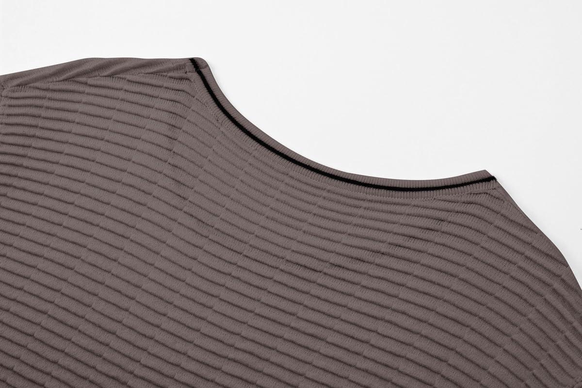 imageJMIERR Fashion Mens T Shirt Muscle Gym Workout Athletic Shirt Knit Cotton Ribbed Longline Sweater Tee ShirtDark Brown