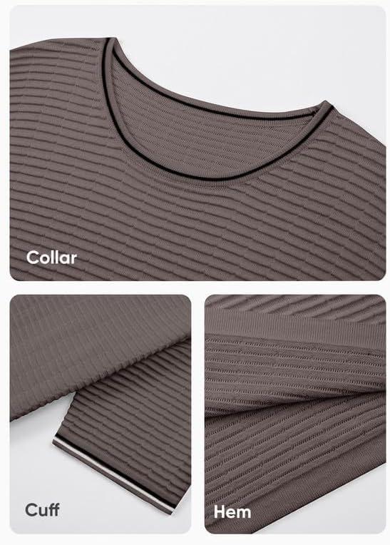 imageJMIERR Fashion Mens T Shirt Muscle Gym Workout Athletic Shirt Knit Cotton Ribbed Longline Sweater Tee ShirtDark Brown
