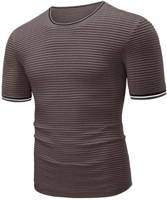 imageJMIERR Fashion Mens T Shirt Muscle Gym Workout Athletic Shirt Knit Cotton Ribbed Longline Sweater Tee ShirtDark Brown