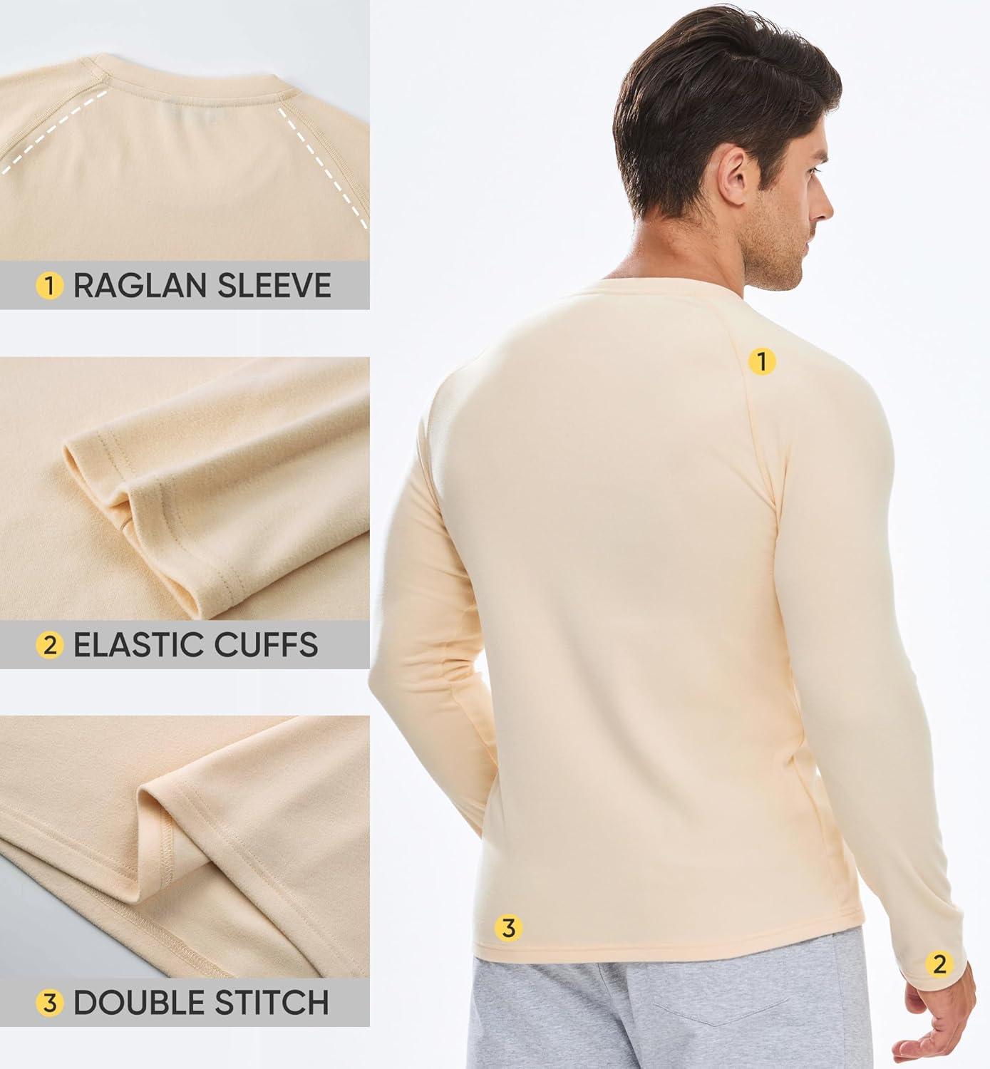 imageJMIERR Long Sleeve Thermal Fleece Shirts Fall Fashion Crew Neck Casual Basic TShirtsBeige