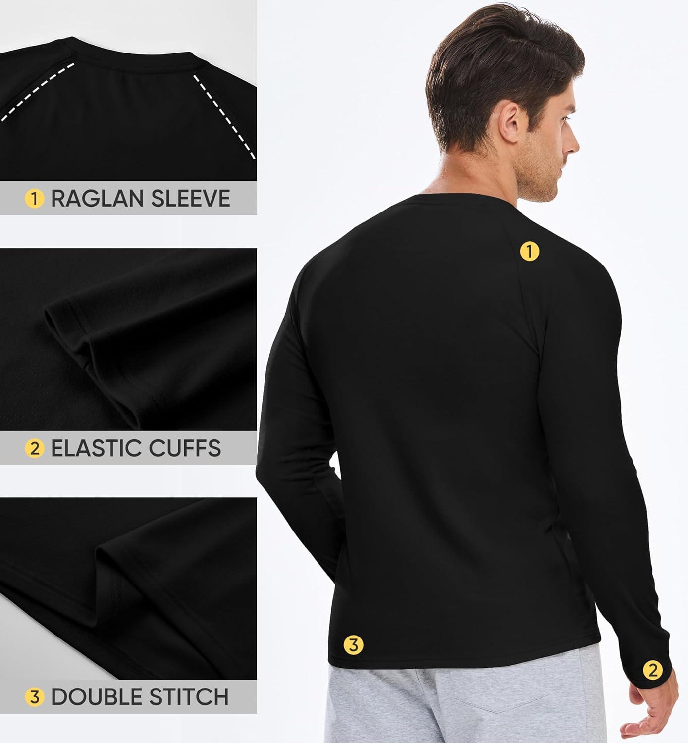 imageJMIERR Long Sleeve Thermal Fleece Shirts Fall Fashion Crew Neck Casual Basic TShirtsBlack