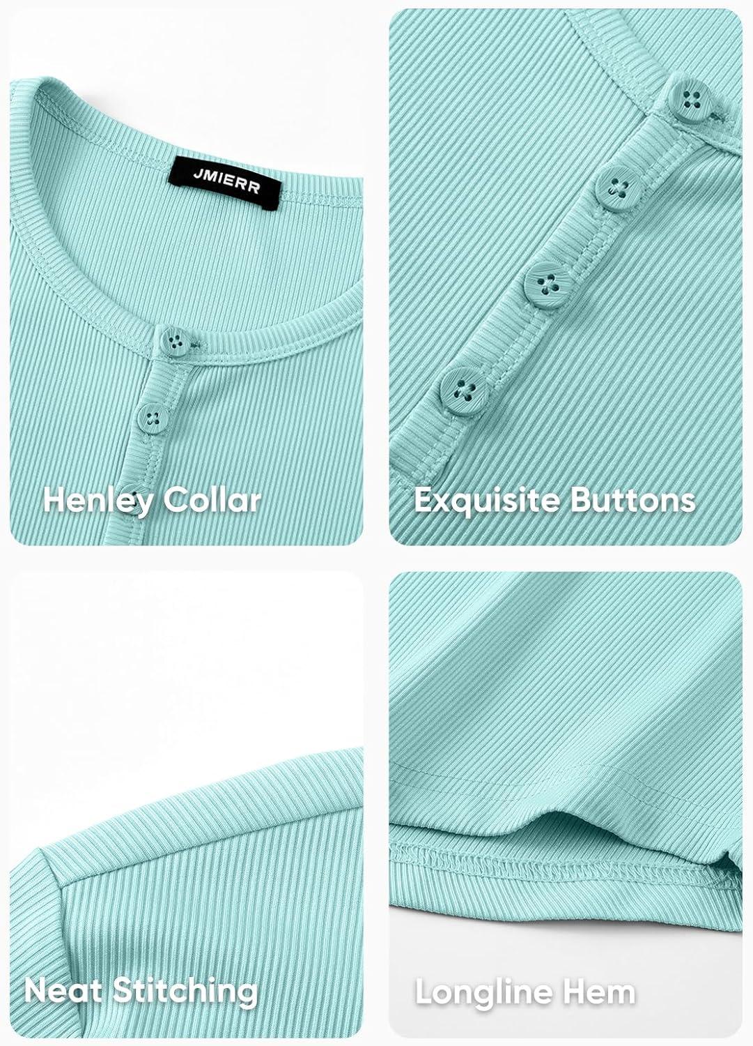 imageJMIERR Mens 2025 Fall Fashion Casual Henley Shirt Long Sleeve Slim Fitted Shirts Curved Hem for Athletic Gym WorkoutD Blue 4