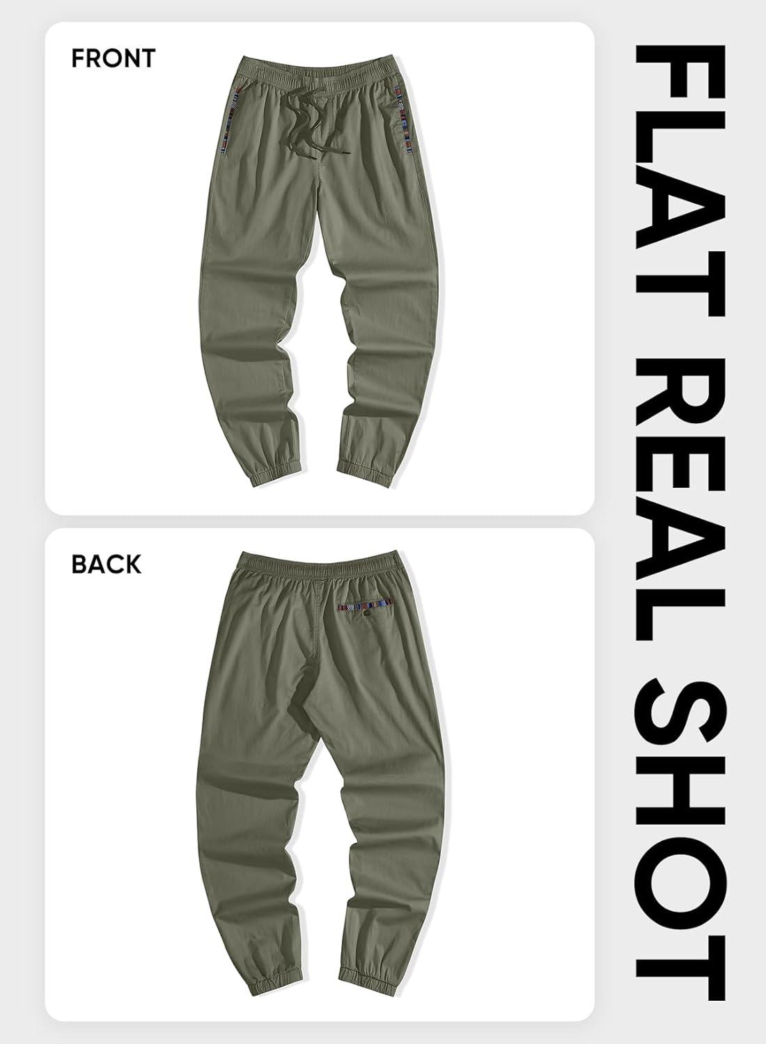 imageJMIERR Mens Casual Chino Joggers Pants Cotton Twill Elastic Drawstring Waist Tapered Pants with PocketsVineyard Green