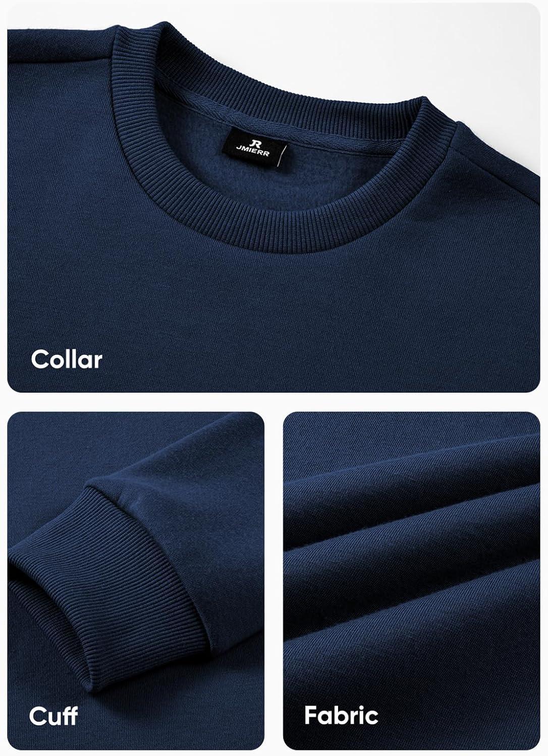 imageJMIERR Mens Casual Long Sleeves Crewneck Sweatshirts Cotton Pullover Sweatshirt for MenBlue