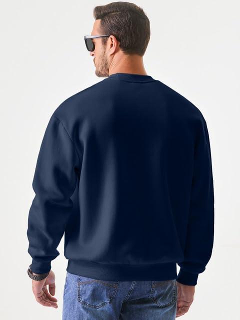 imageJMIERR Mens Casual Long Sleeves Crewneck Sweatshirts Cotton Pullover Sweatshirt for MenBlue