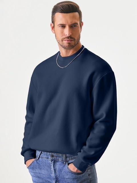 imageJMIERR Mens Casual Long Sleeves Crewneck Sweatshirts Cotton Pullover Sweatshirt for MenBlue