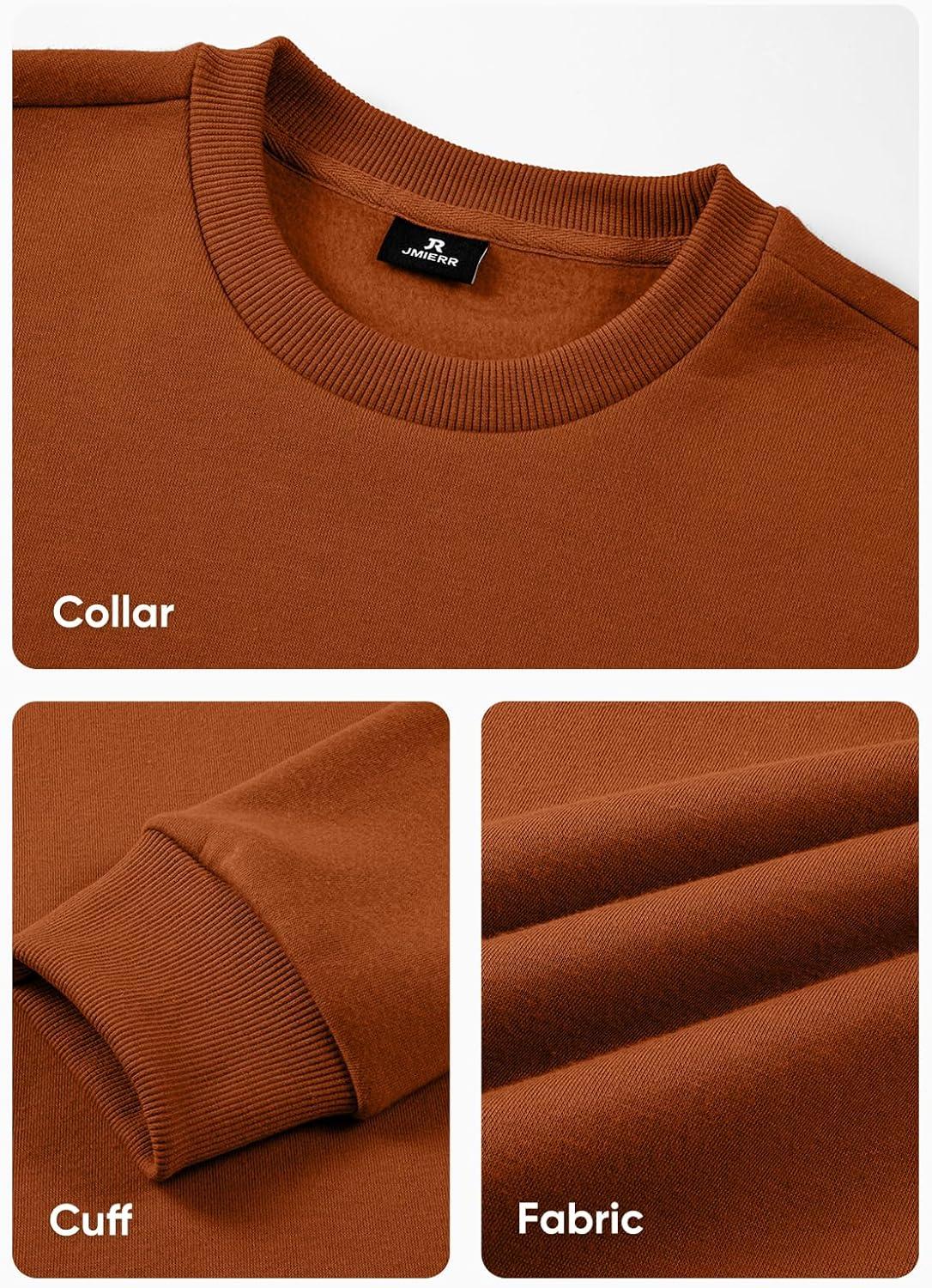 imageJMIERR Mens Casual Long Sleeves Crewneck Sweatshirts Cotton Pullover Sweatshirt for MenChestnut