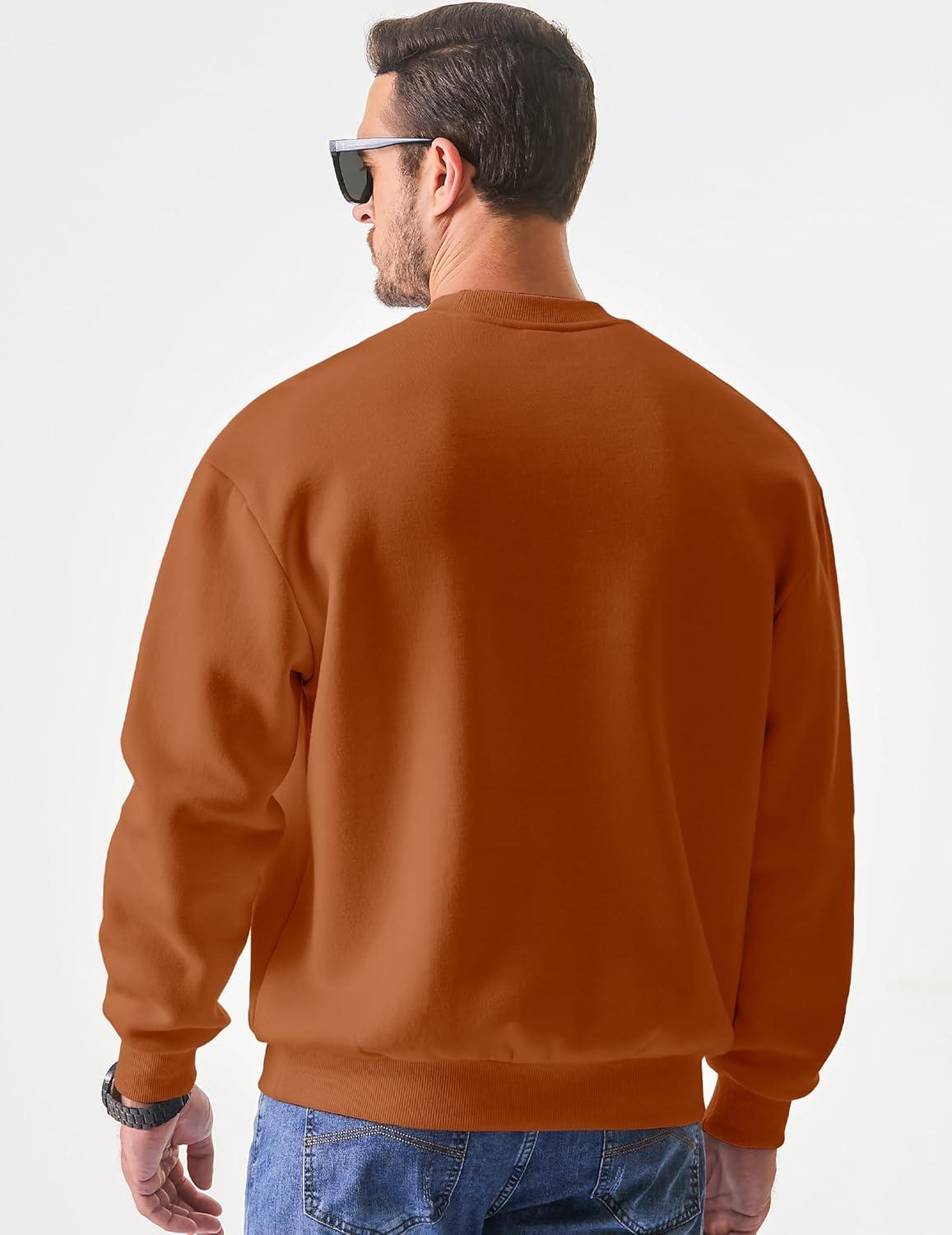 imageJMIERR Mens Casual Long Sleeves Crewneck Sweatshirts Cotton Pullover Sweatshirt for MenChestnut