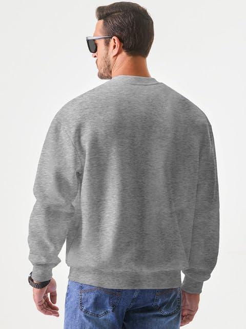 imageJMIERR Mens Casual Long Sleeves Crewneck Sweatshirts Cotton Pullover Sweatshirt for MenGrey
