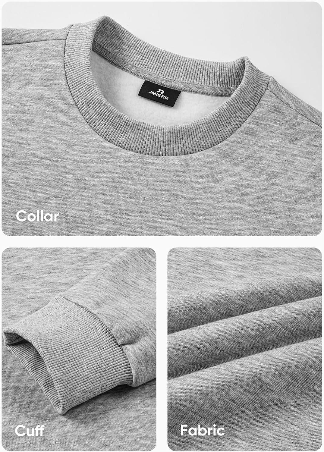 imageJMIERR Mens Casual Long Sleeves Crewneck Sweatshirts Cotton Pullover Sweatshirt for MenGrey