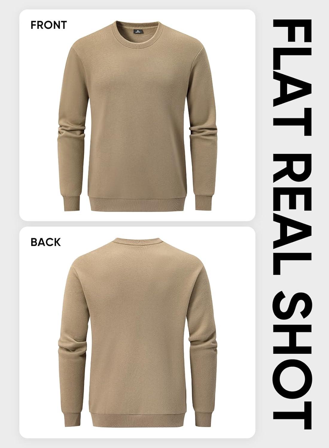 imageJMIERR Mens Casual Long Sleeves Crewneck Sweatshirts Cotton Pullover Sweatshirt for MenKhaki