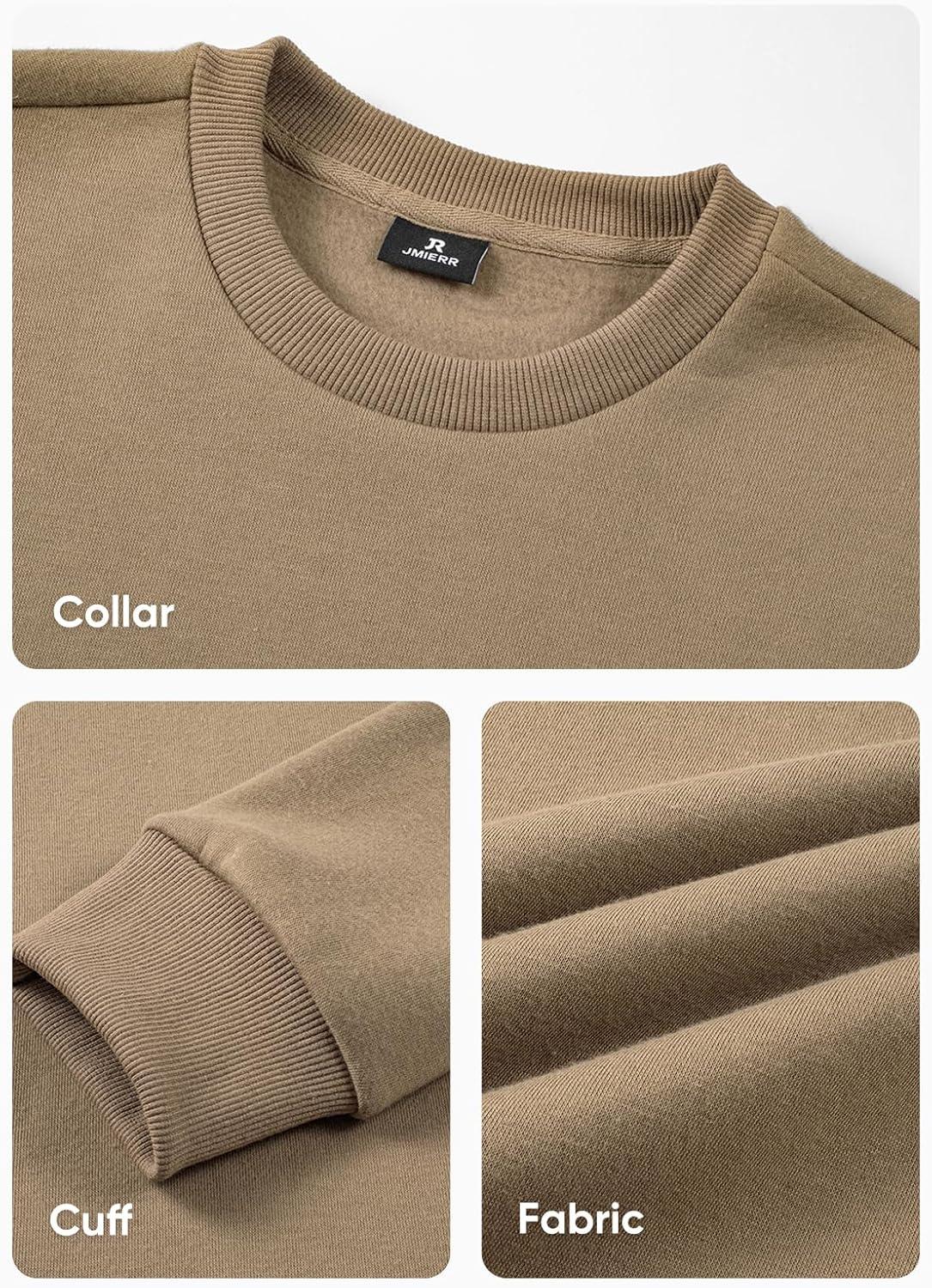 imageJMIERR Mens Casual Long Sleeves Crewneck Sweatshirts Cotton Pullover Sweatshirt for MenKhaki