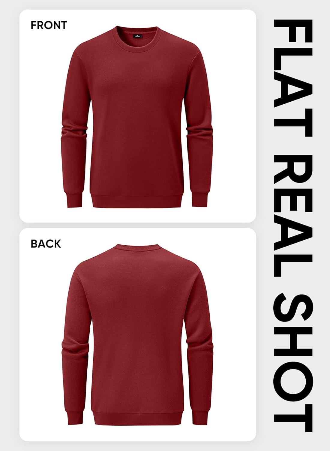 imageJMIERR Mens Casual Long Sleeves Crewneck Sweatshirts Cotton Pullover Sweatshirt for MenRed