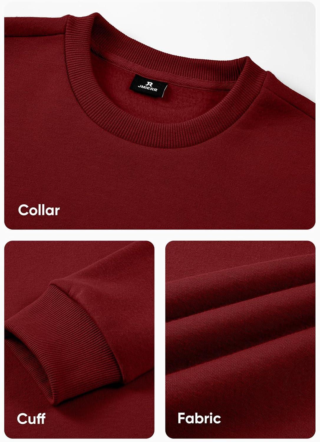 imageJMIERR Mens Casual Long Sleeves Crewneck Sweatshirts Cotton Pullover Sweatshirt for MenRed