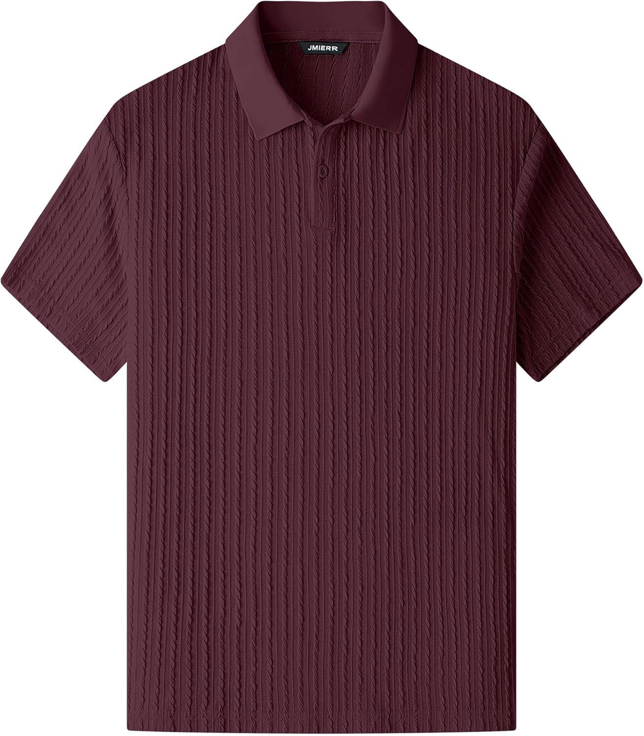 imageJMIERR Mens Casual Polo Shirt Summer Short Sleeve Vacation Button Beach Knit Stretchy Golf ShirtsE Purple