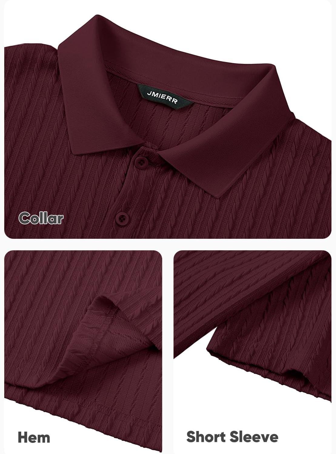 imageJMIERR Mens Casual Polo Shirt Summer Short Sleeve Vacation Button Beach Knit Stretchy Golf ShirtsE Purple