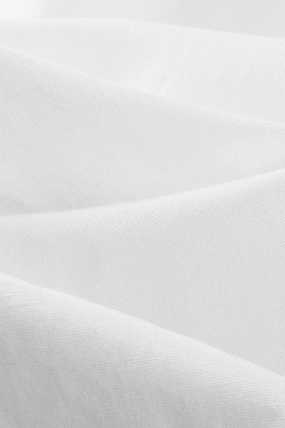 imageJMIERR Mens Casual Stylish Short Sleeve ButtonUp Striped Dress Shirts Cotton Beach ShirtWhite