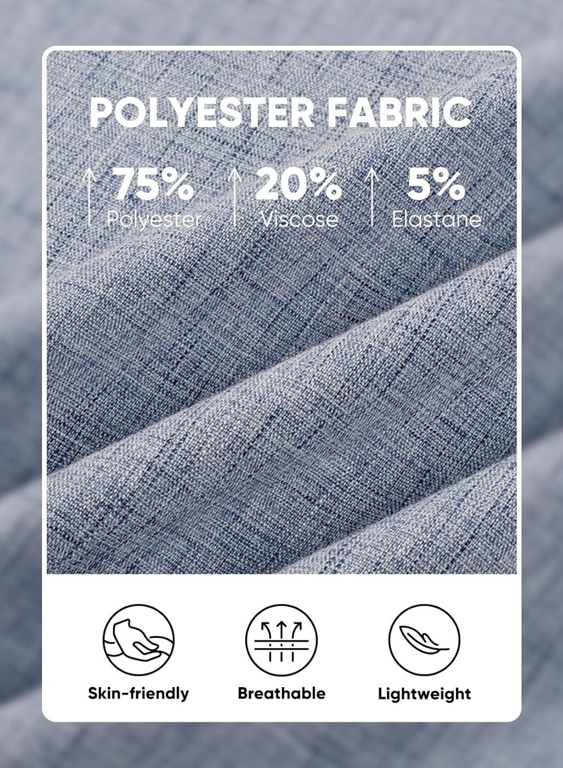 imageJMIERR Mens Casual Stylish Short Sleeve ButtonUp Striped Dress Shirts Cotton Beach ShirtZ Beau Blue