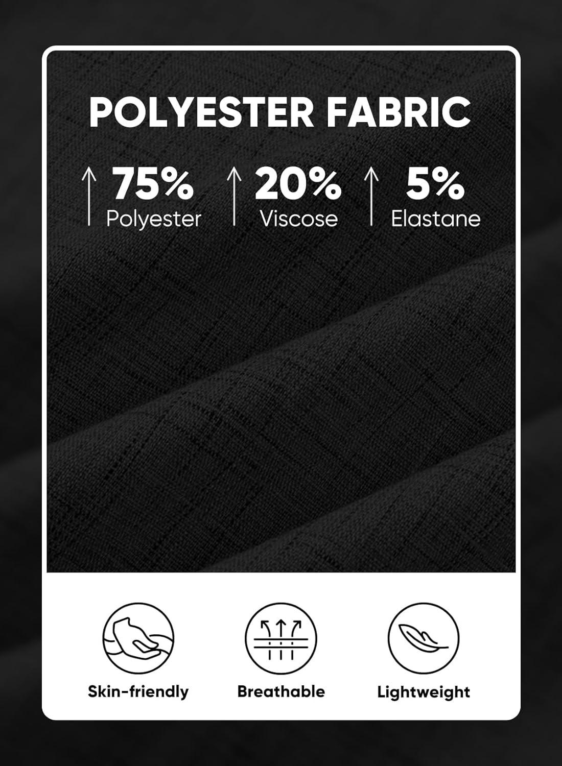 imageJMIERR Mens Casual Stylish Short Sleeve ButtonUp Striped Dress Shirts Cotton Beach ShirtZ Black