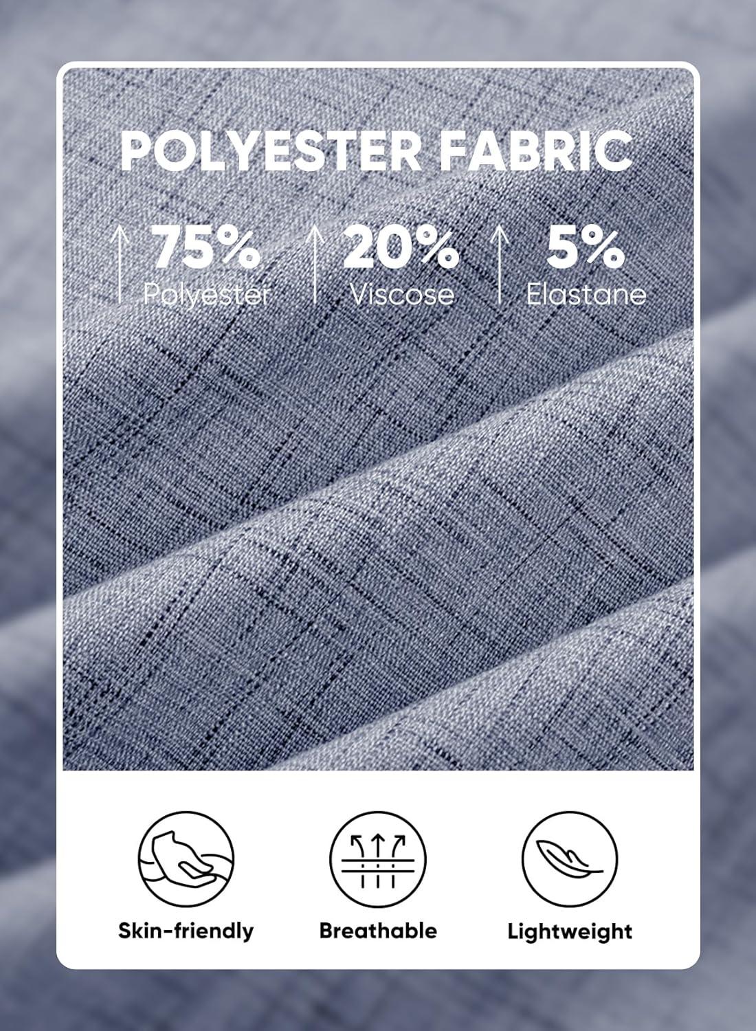 imageJMIERR Mens Casual Stylish Short Sleeve ButtonUp Striped Dress Shirts Cotton Beach ShirtZ Dirty Blue