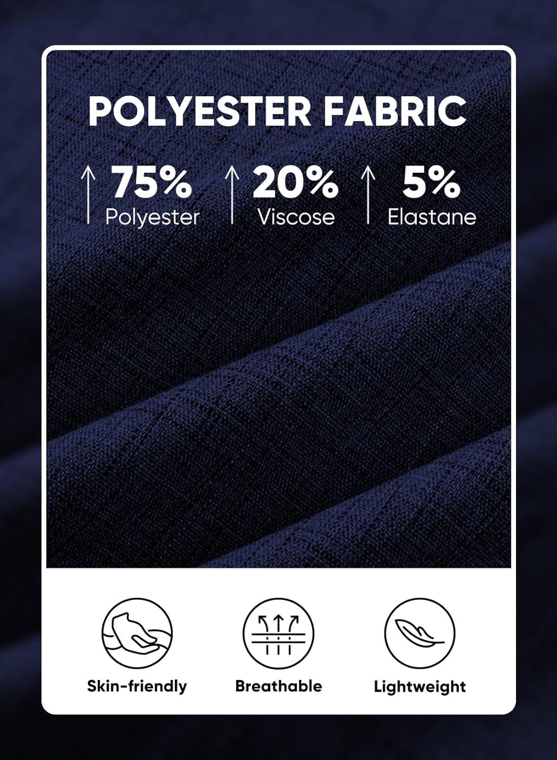 imageJMIERR Mens Casual Stylish Short Sleeve ButtonUp Striped Dress Shirts Cotton Beach ShirtZ Navy Blue