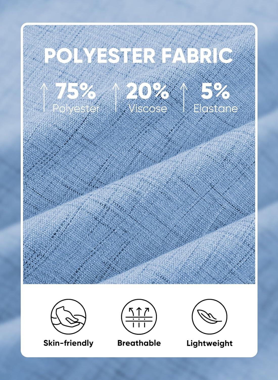 imageJMIERR Mens Casual Stylish Short Sleeve ButtonUp Striped Dress Shirts Cotton Beach ShirtZ Sky Blue